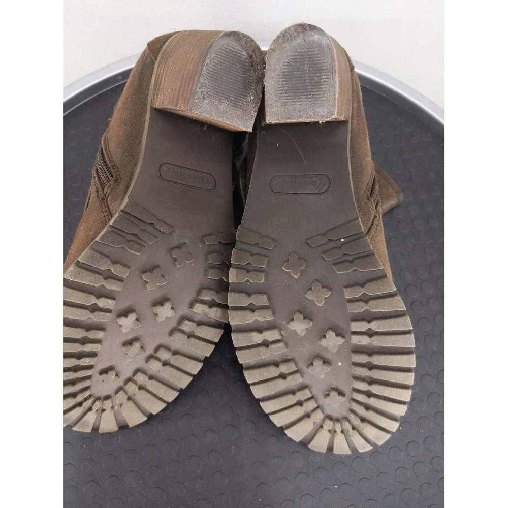 BareTraps‎ Zizie Boots Women 8 Brown Buckle Slouch Ankle Booties Lug Sole Zipper
